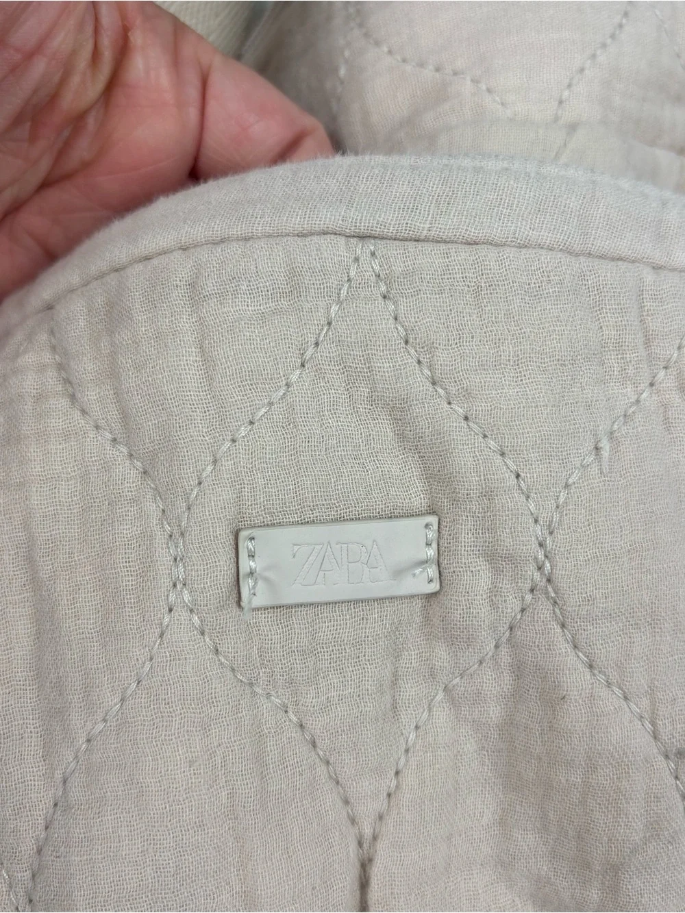 Zara cream colored quilted baby diaper bag travel waterproof beige
